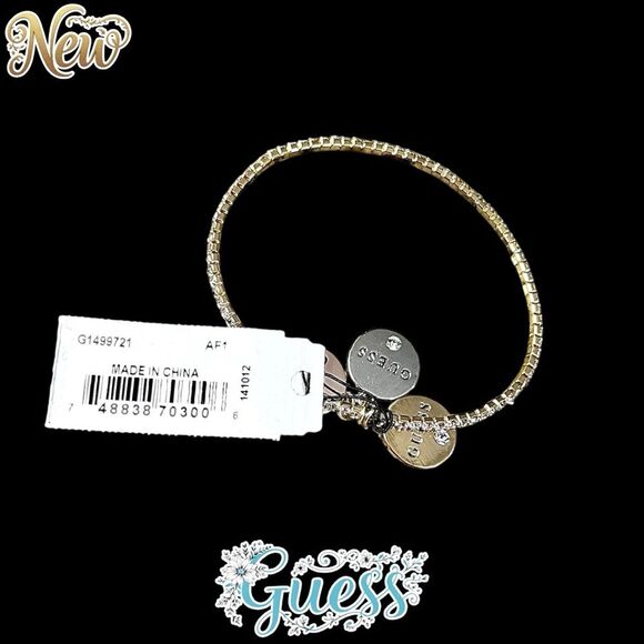 New NWT GUESS Gold-Tone Rhinestone Charm Bracelet - Picture 2 of 3